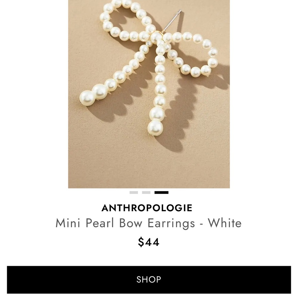 Anthropologie Mini Pearl Bow Earrings White - Picture 5 of 5